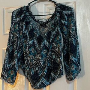 Elegant Blue and Black Women's Blouse